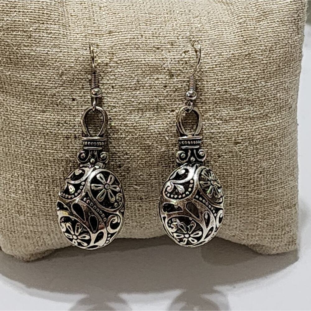 Brighton Reno floral orb silver tone‎ French wire earrings